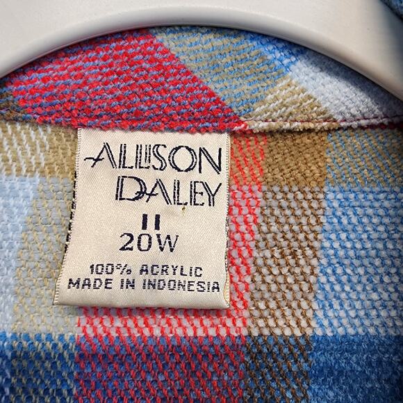 Allison Daley Plaid Shacket Size 20W Red Blue Button Up Western Vintage 90s - Picture 8 of 11